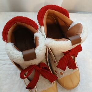 Coach High Top Hiker Boots In Cherry Print Excellent Condition Size 6.5B